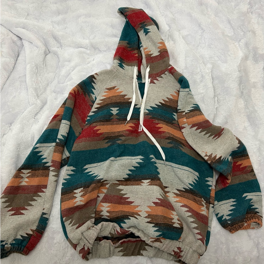 Oversized quarter zip Aztec hoodie
